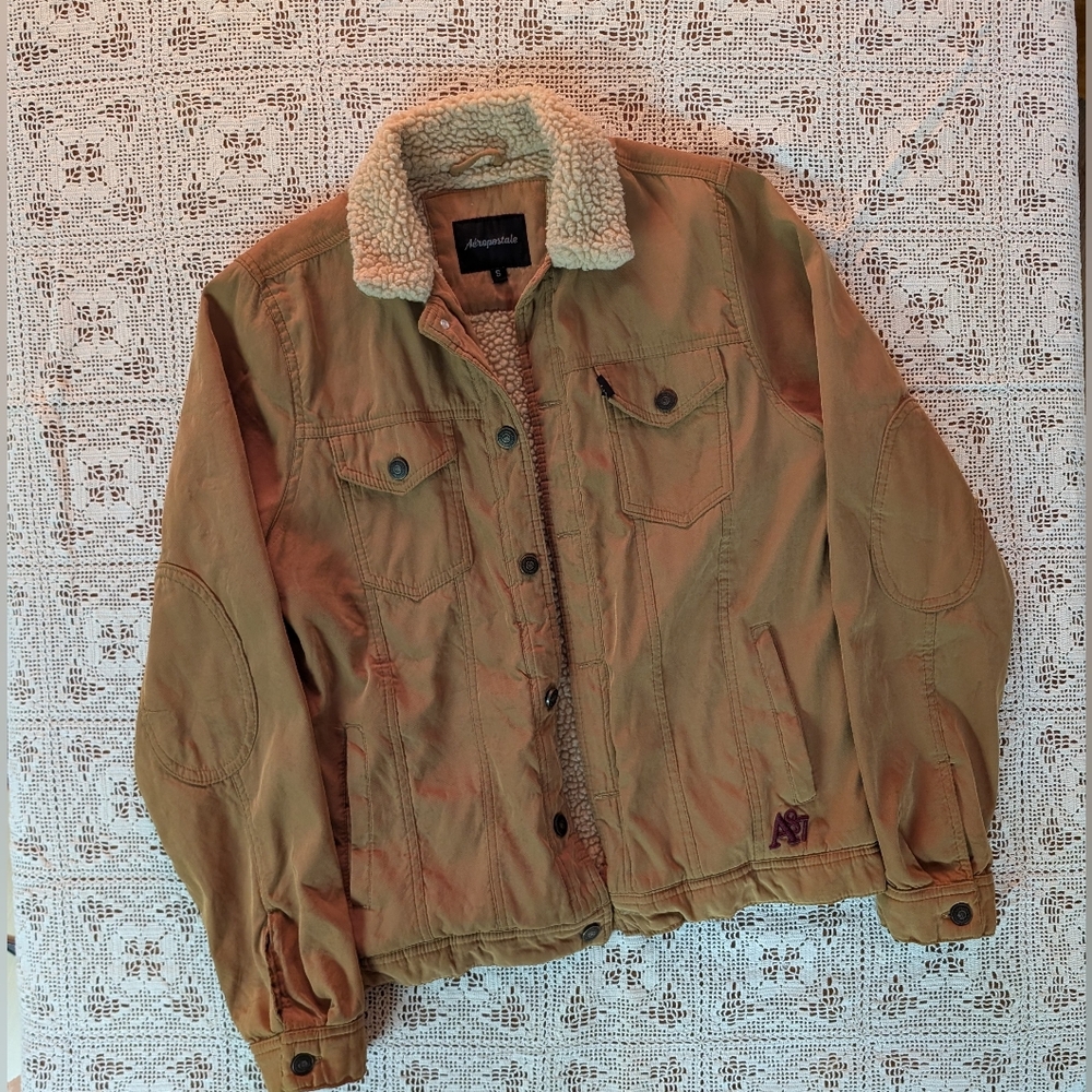 Abercrombie & Fitch Tan Military Field Coat with Cream Collar